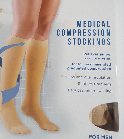 ⭐TRUFORM NUDE MEDICAL COMPRESSION STOCKINGS SOCKS SZ LARGE MODERATE 15-20 UNISEX - Picture 6 of 8